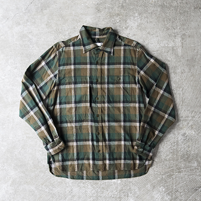 Brushed Dark Tone Plaid Cotton Cloth Asymmetric Pocket Work Shirt