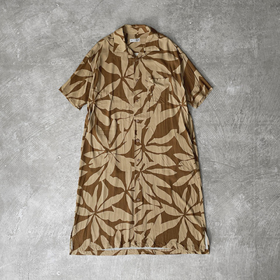 Open Collar Short Sleeve Shirt Dress